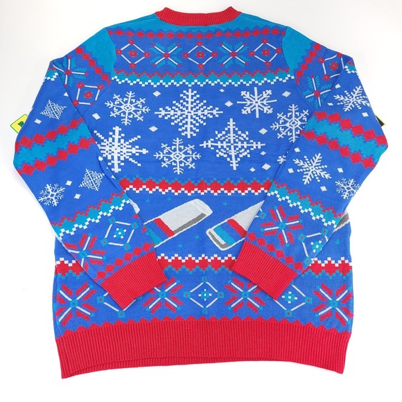 Tipsy Elves Ugly Christmas Sweater Mens Large‎ Natural Light Beer Snowflakes - Picture 8 of 10